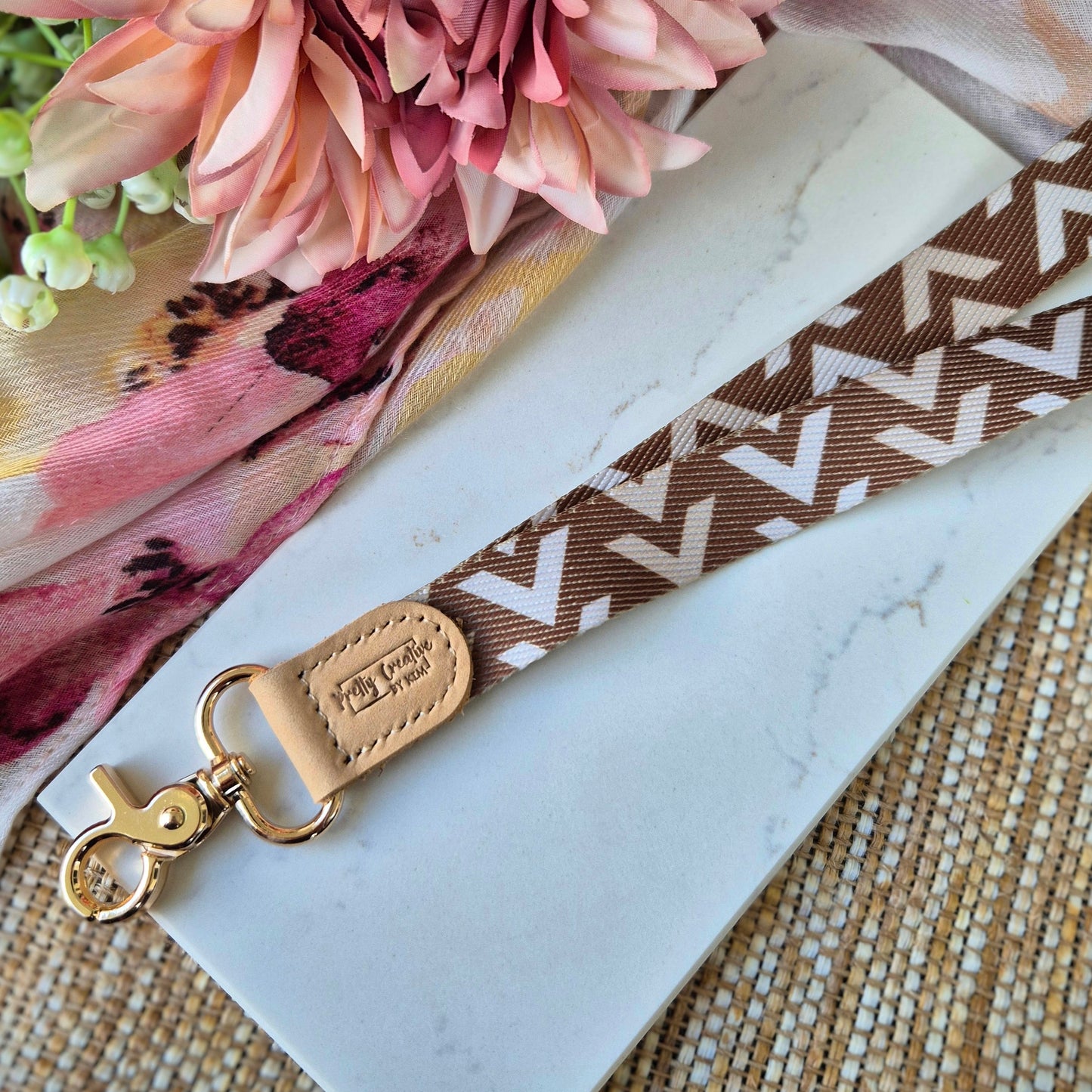 Fabric lanyards with leather detail