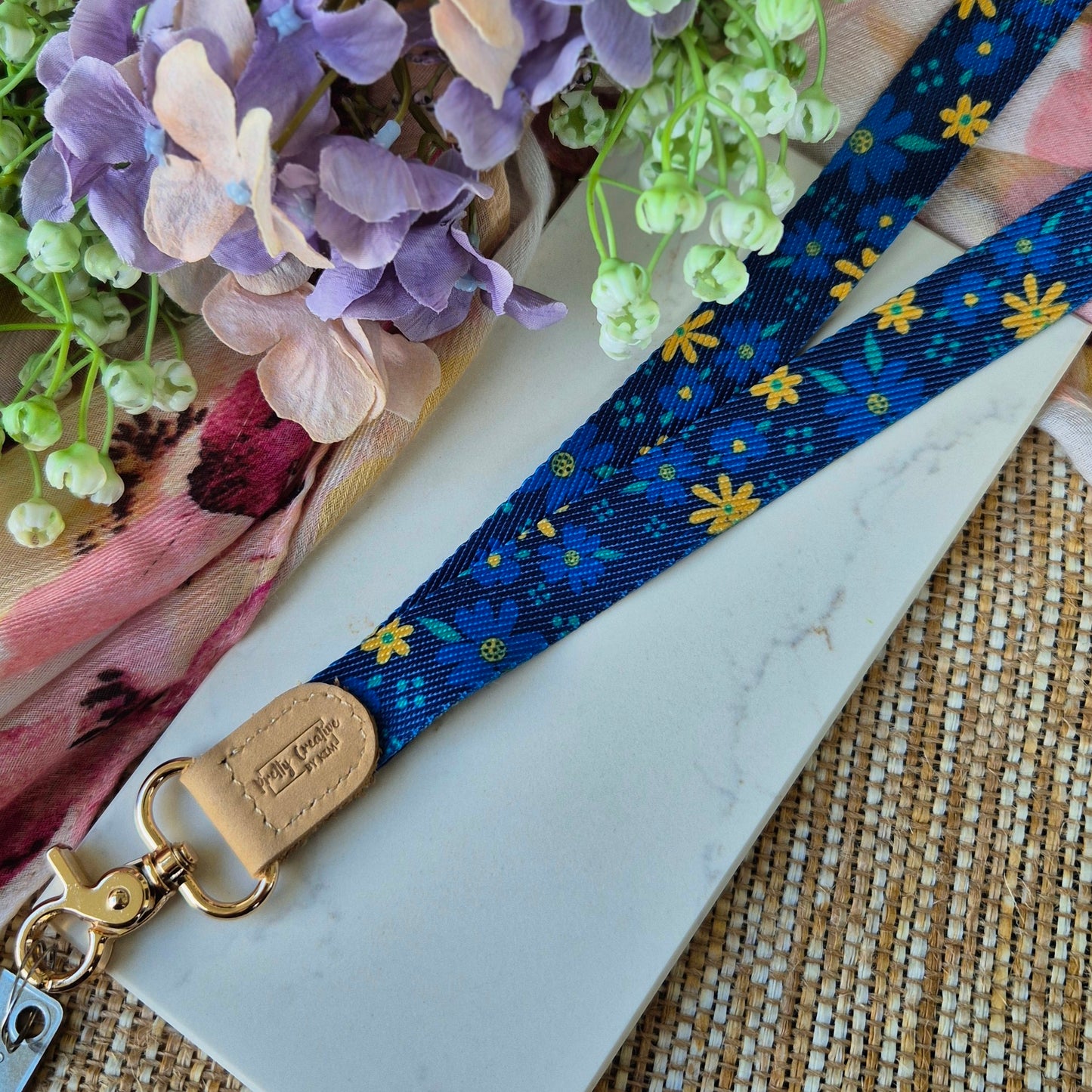 Fabric lanyards with leather detail