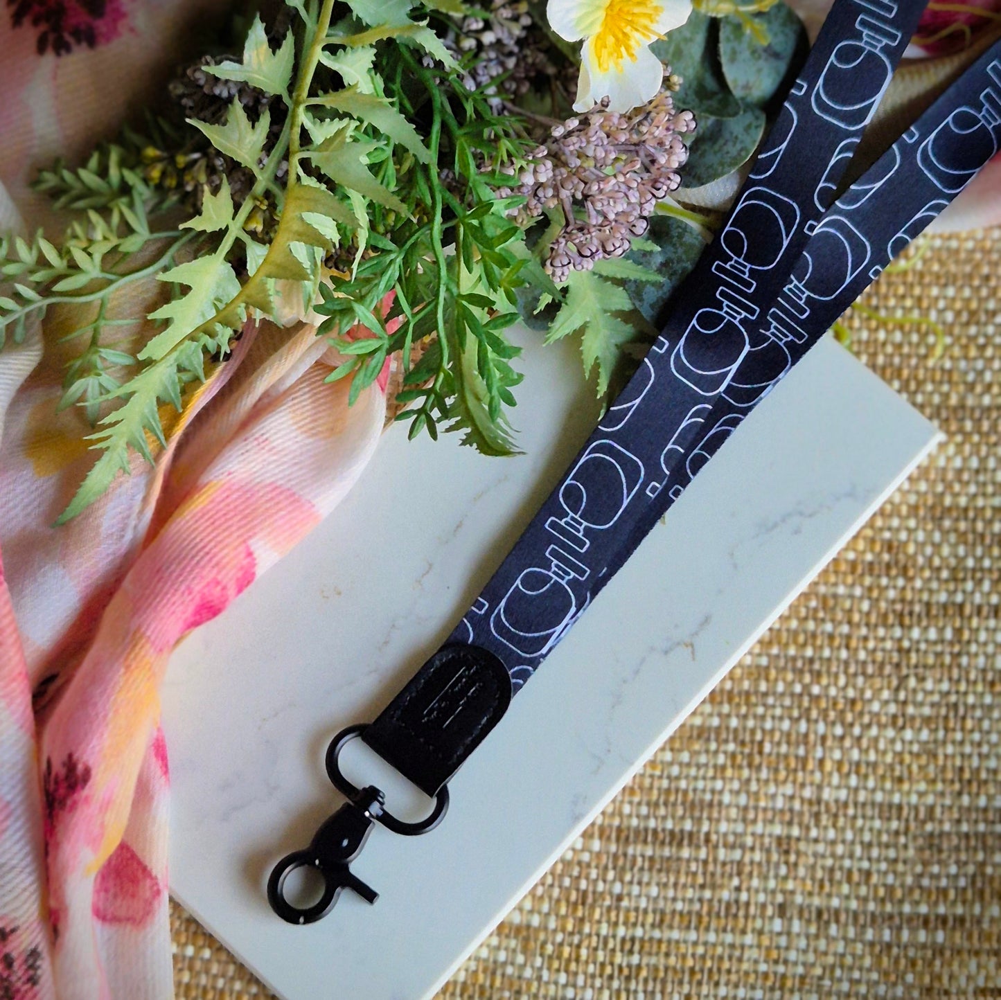 Fabric lanyards with leather detail