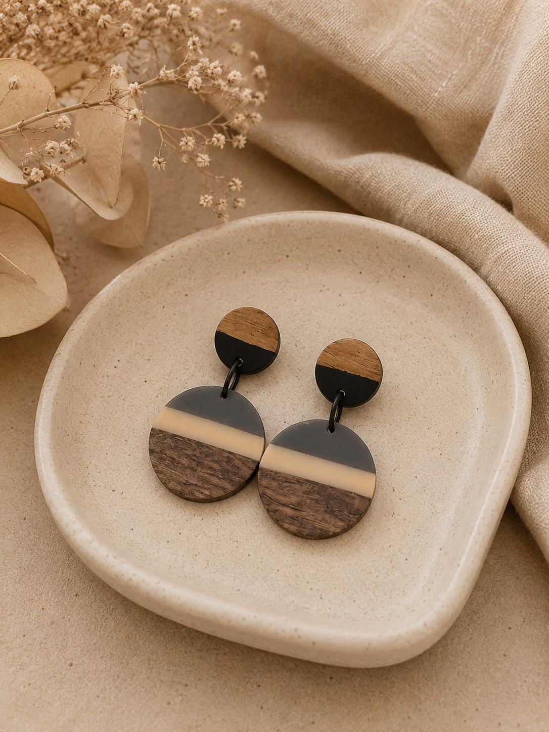 Earrings- Black and white elegant stripe