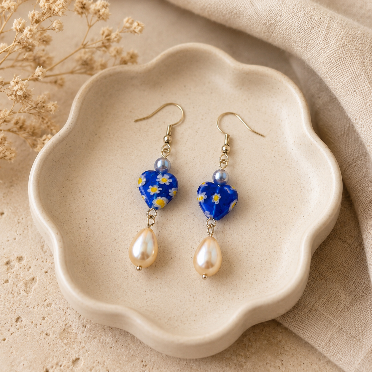 Earrings- blue heart