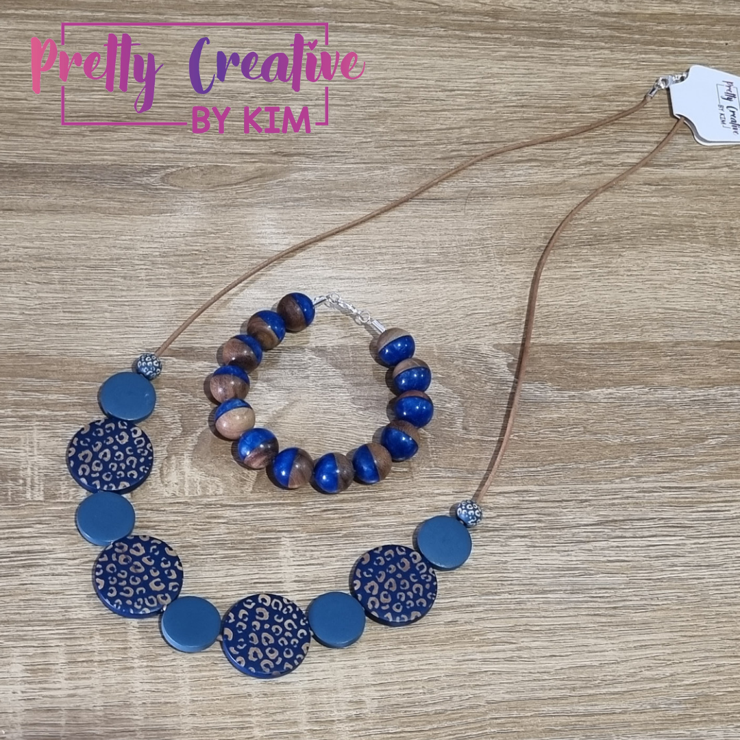 Necklace- wooden beads on Greek Leather with clasp