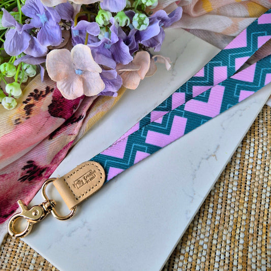 Fabric lanyards with leather detail