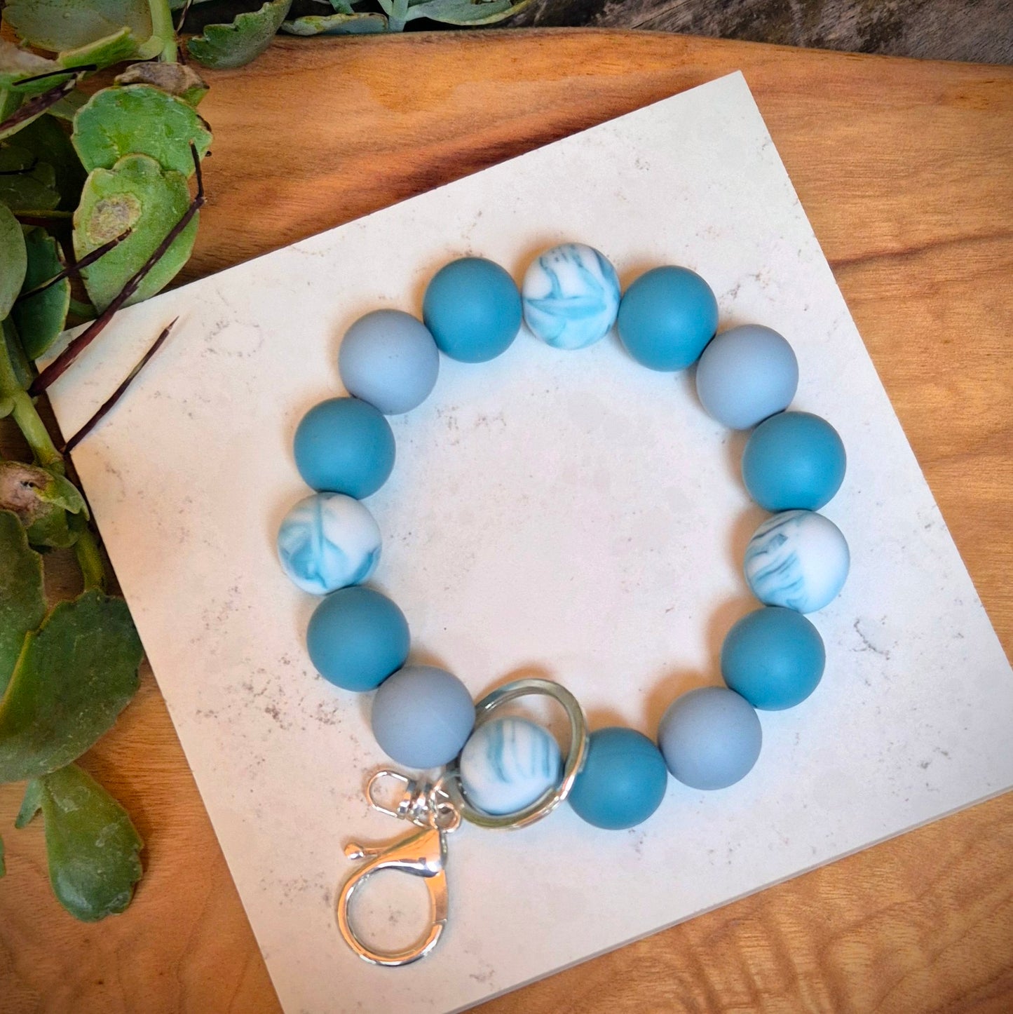 Wristlet- Silicone beaded keychain wristlet