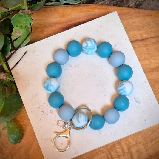 Wristlet silicone beads. Teal waves