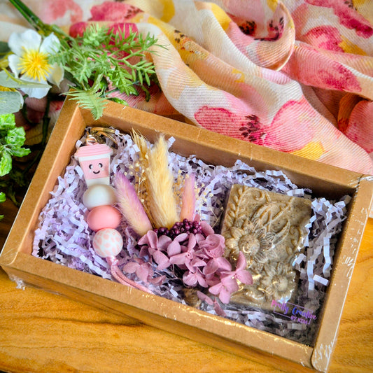 Gift box- Coffee keychain and coffee scrub soap