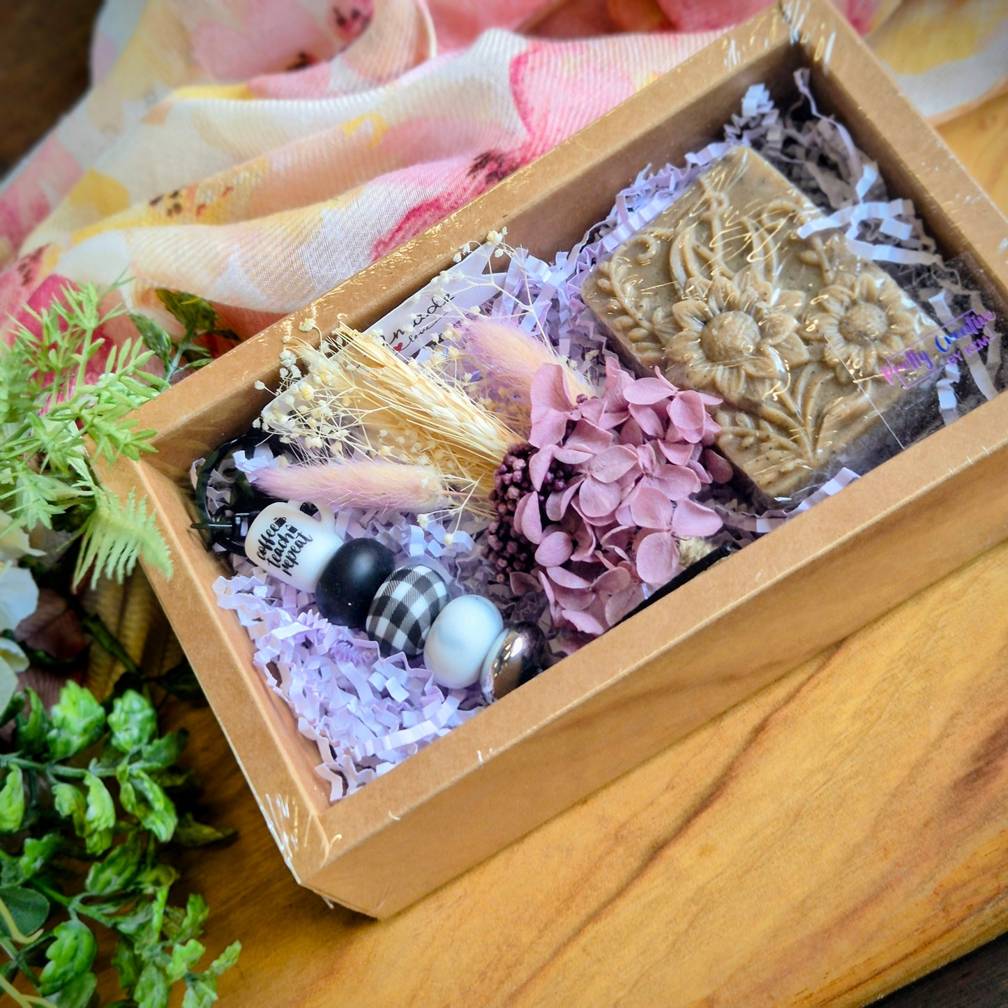 Gift box- Coffee keychain and coffee scrub soap