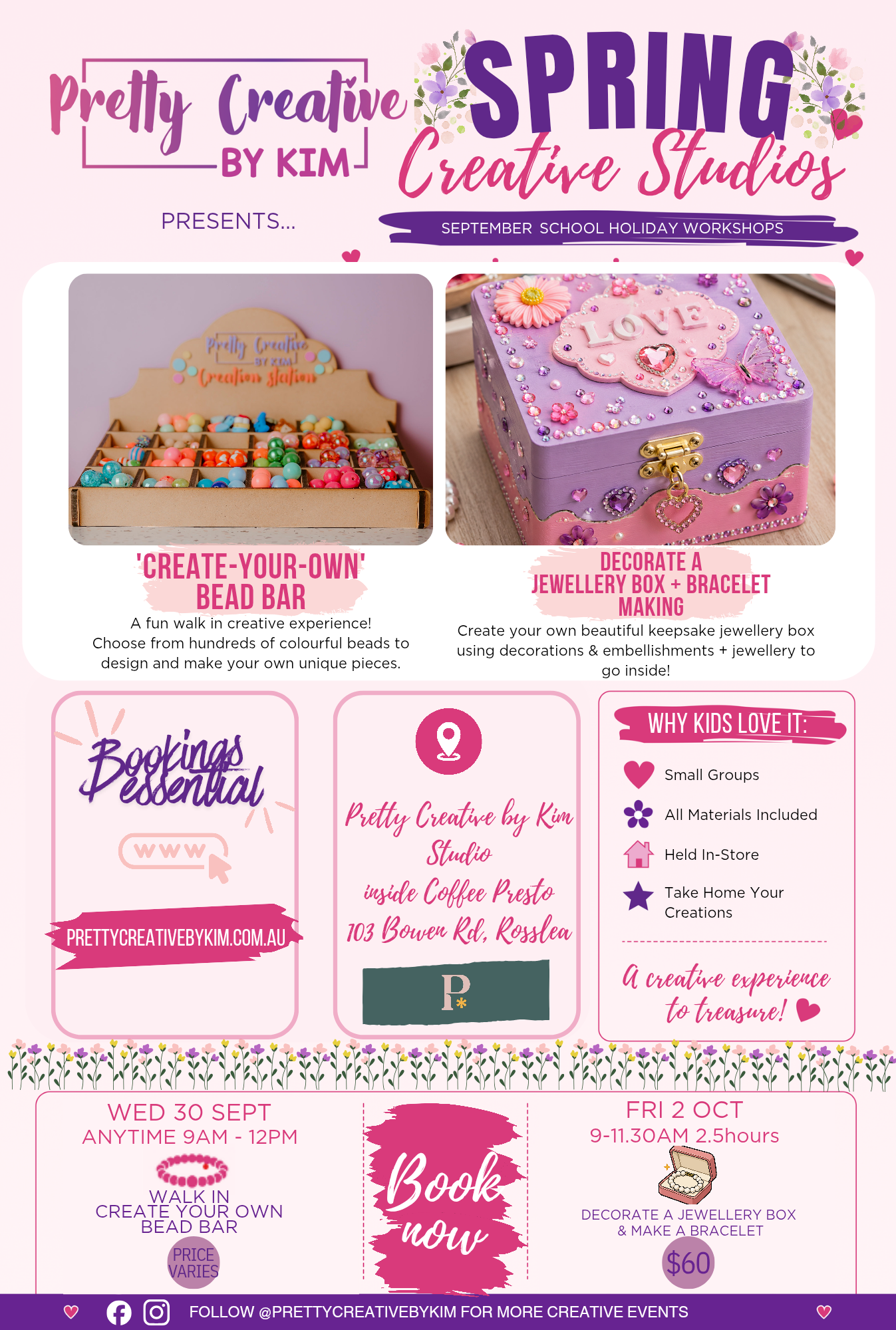School holiday creative events for kids- Book for jewellery box decorating & jewellery making